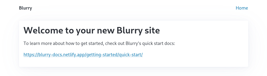 Screenshot of the website created with Blurry's init command